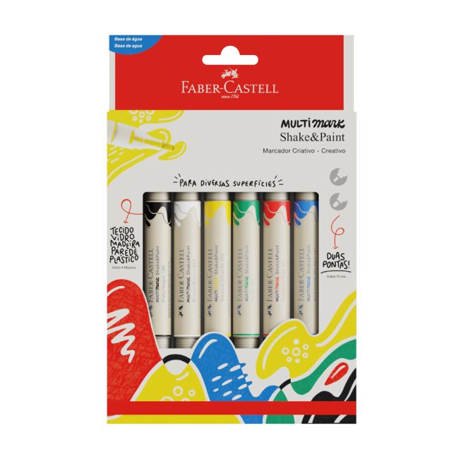 Marcador Shake&Paint Doble Punta Surtido x6 Faber-Castell