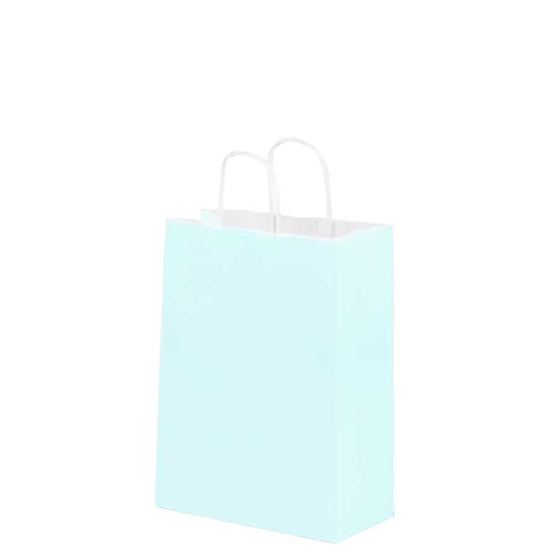 Bolsa de papel celeste pastel con asa, ideal para cumpleaños y souvenirs