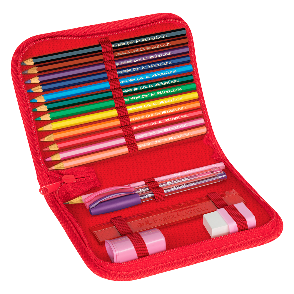 Cartuchera Completa Puercoespin con sandia 18 piezas Faber-Castell
