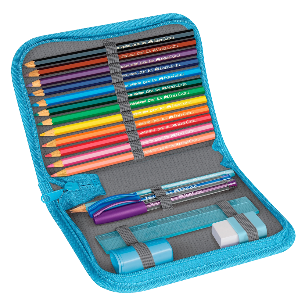 Cartuchera Completa Perezoso con Musica 18 piezas Faber-Castell
