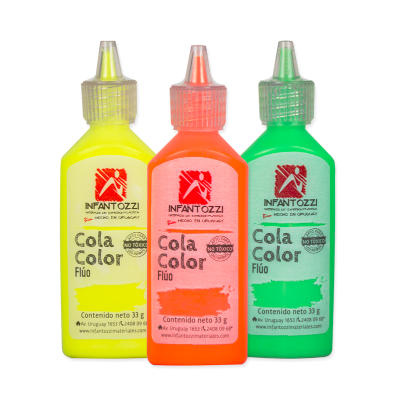 Cola Color Infantozzi Fluo 33g x3 colores surtidos