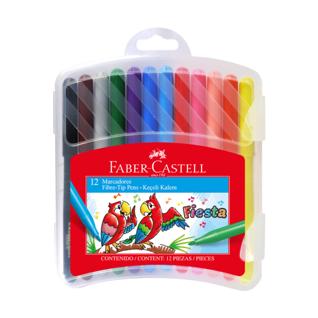 Estuche de 12 Marcadores Finos Faber-Castell – Colores Intensos y Precisión
