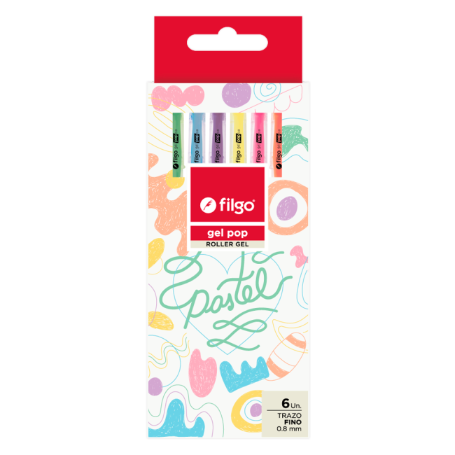 Boligrafo Gel Pop Pastel x6 Filgo