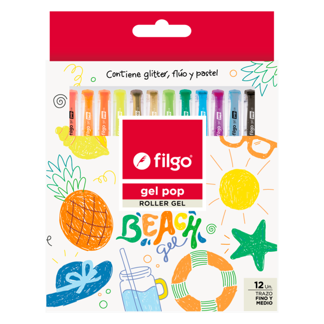 Boligrafo Gel Pop Beach x12 Filgo