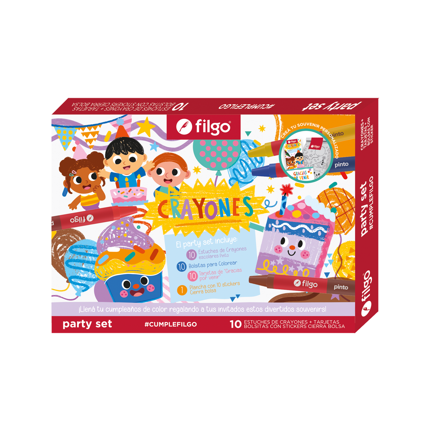Party Set x10 con Crayones Filgo