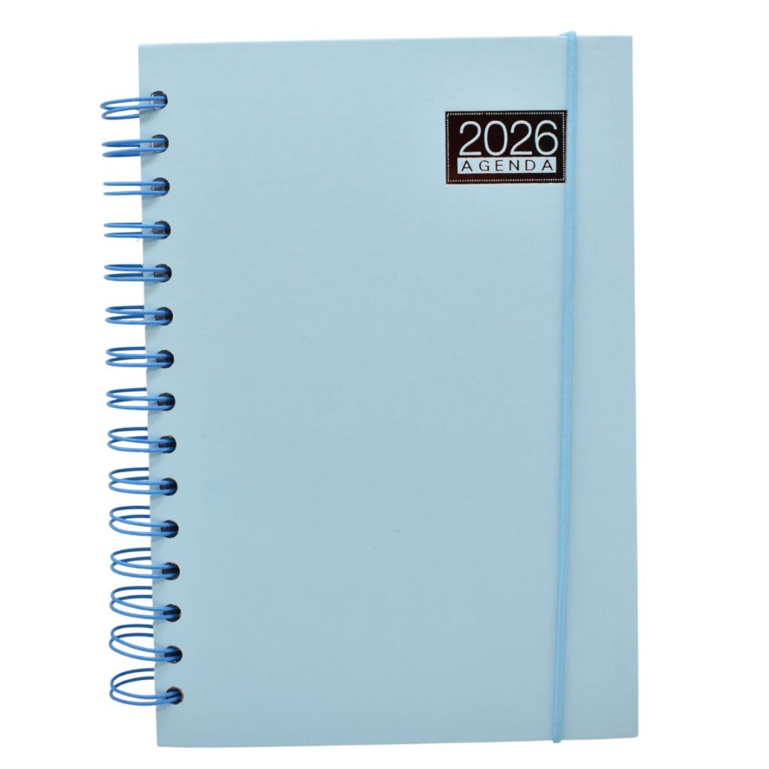 Agenda Pastel Celeste 2026 – Día por hoja, notas y calendarios