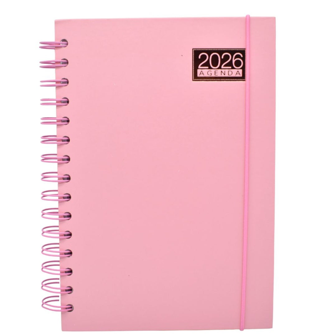 Agenda Pastel Rosa 2026 – Día por hoja, notas y calendarios