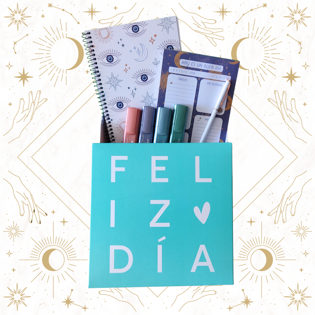 Combo BEE para maestras con cuaderno, planer diario, lapicera y resaltadores metalizados Faber-Castell Regalo Día de las Maestras: Combo BEE con accesorios de papelería elegantes y funcionales Set de papelería especial para maestras en caja regalo con tarjeta personalizada