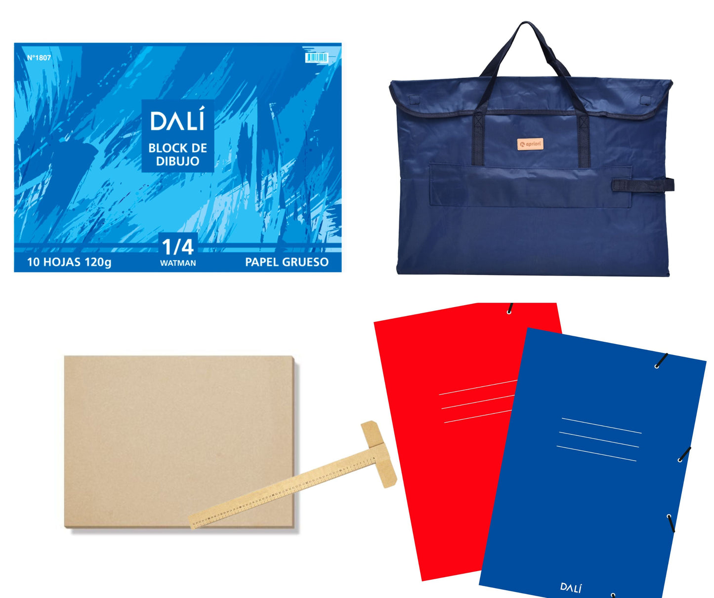 Combo Dibujo Tabla Funda Regla T Hojas y Carpeta - Combo