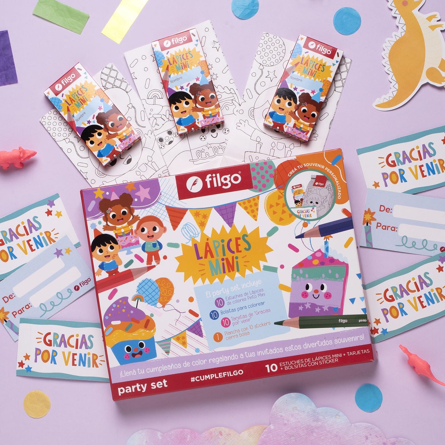 Party Set x10 con Crayones Filgo