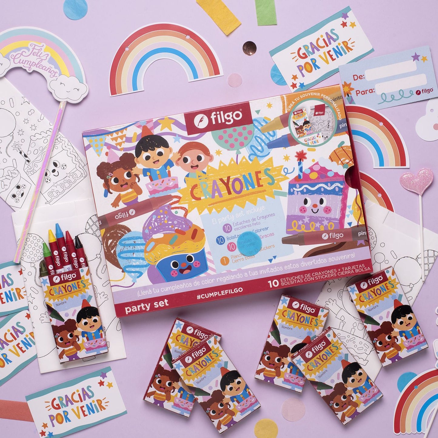 Party Set x10 con Lapices Mini Filgo