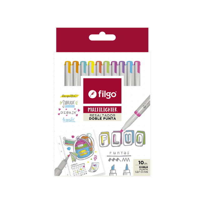 Destacador Multilighter Fluo x10 Filgo
