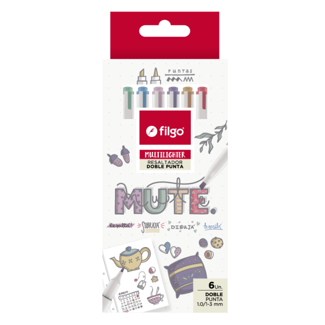 Destacador Multilighter Mute x6 Filgo