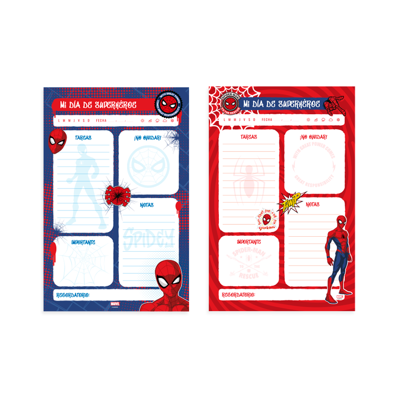 Planificador Diario Spiderman - Rojo - Cuaderno