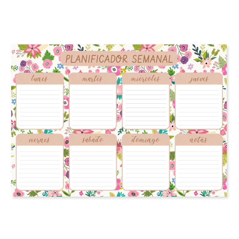 Planificador Semanal - Flowers beige