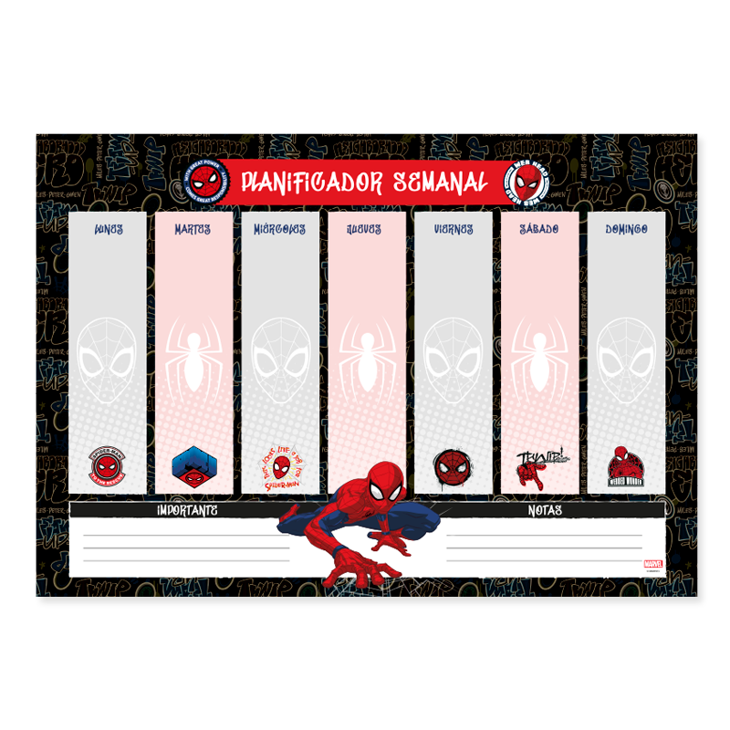 Planificador Semanal Spiderman - Negro - Cuaderno