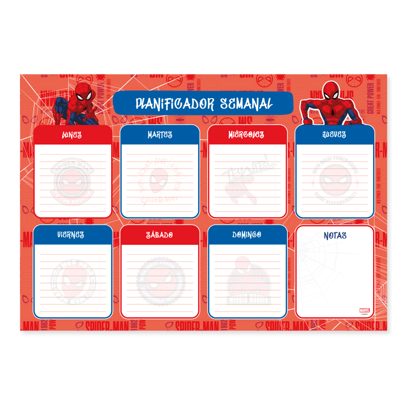 Planificador Semanal Spiderman - Rojo - Cuaderno
