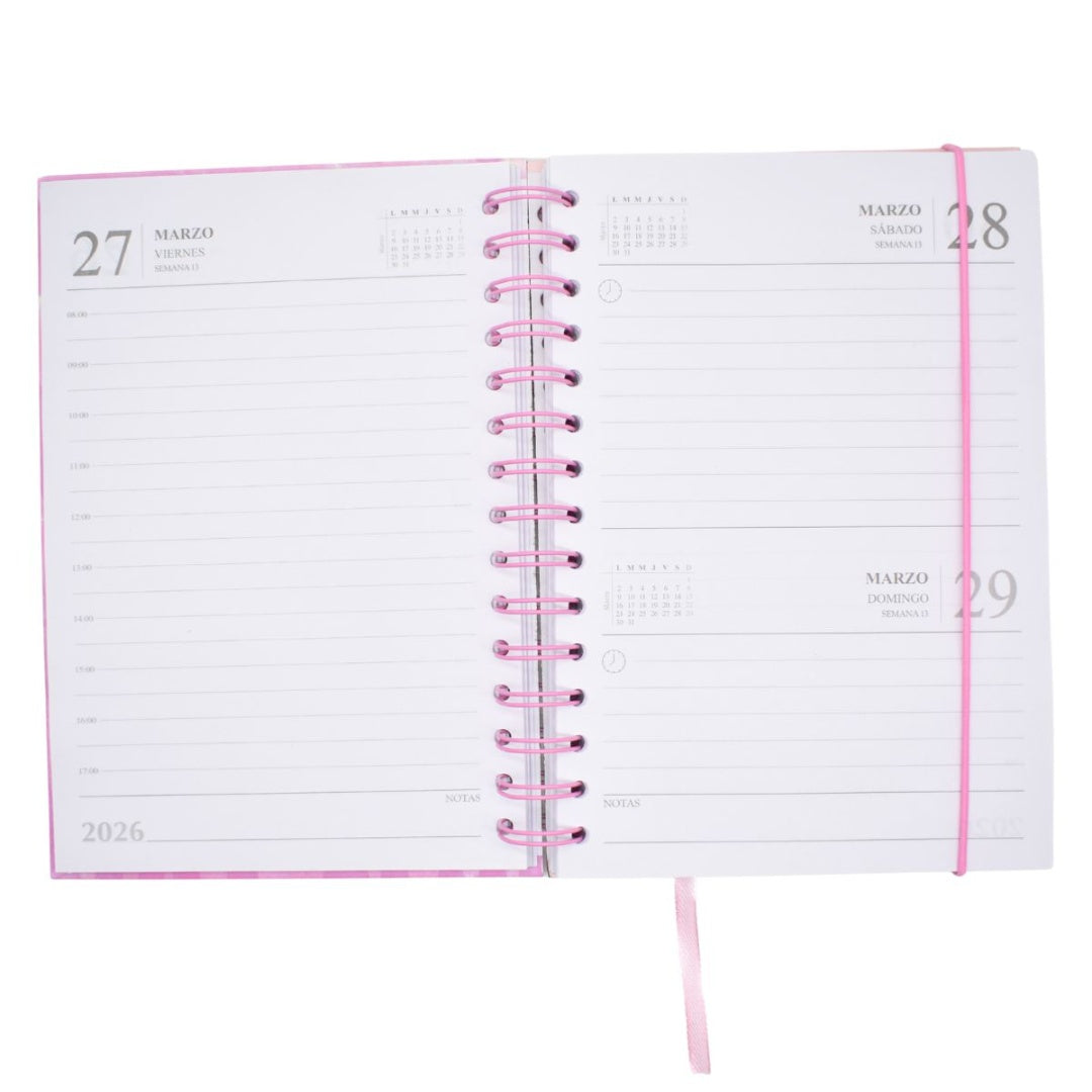 Agenda Pastel Verde 2026 – Día por hoja, notas y calendarios