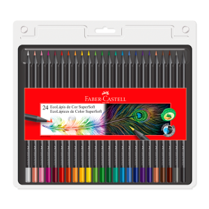 Set de 24 lápices de colores Faber-Castell Supersoft con tonos vibrantes.