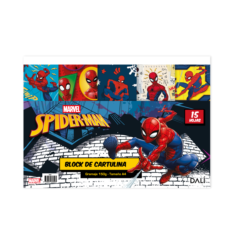 Block A4 Cartulina x3 Spiderman