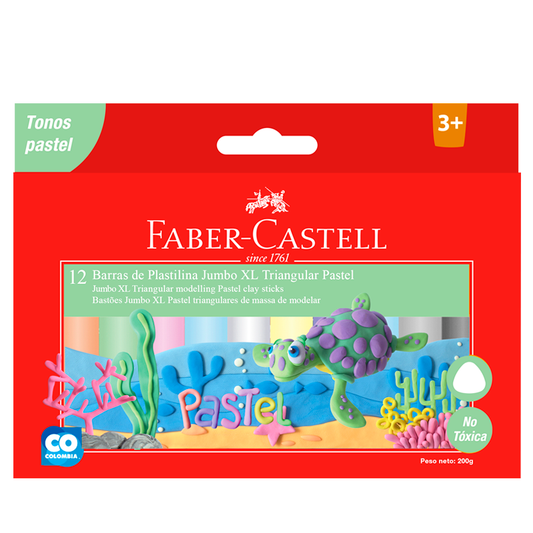 Plasticina Pastel Jumbo XL Triangular x12 Faber-Castell