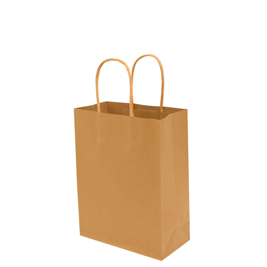 Surtido de bolsas kraft ecológicas: tamaños mini, chica, mediana, grande, jumbo. Ideales para regalos y comercio en Uruguay.