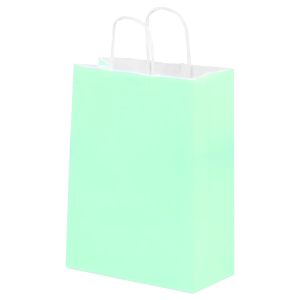 Bolsa de papel verde agua con asa, ideal para cumpleaños y regalos