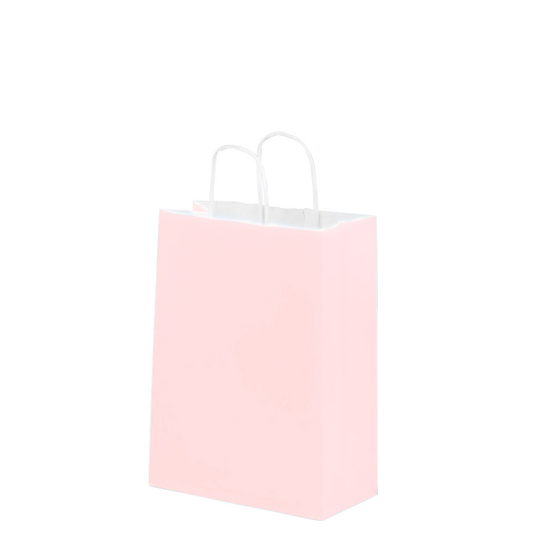 bolsa de papel rosa pastel con asa para regalo
