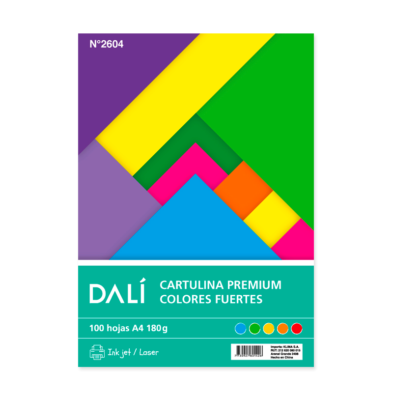 Cartulina Colores Fuertes A4 DALI x100