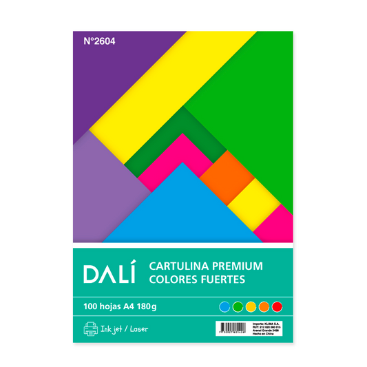 Cartulina Colores Fuertes A4 DALI x100