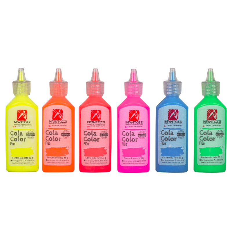 Cola Color Infantozzi Fluo 33g x3 colores surtidos