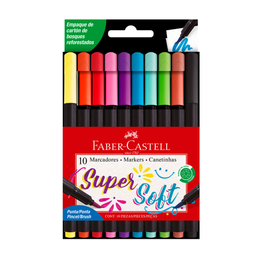Marcadores Supersoft Punta Pincel x10 Faber-Castell