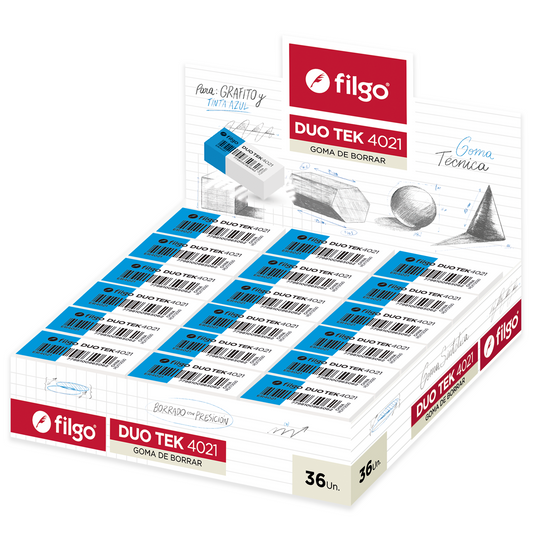 Goma de Borrar Duo Tek 4021 Filgo Borra lapiz y Tinta azul