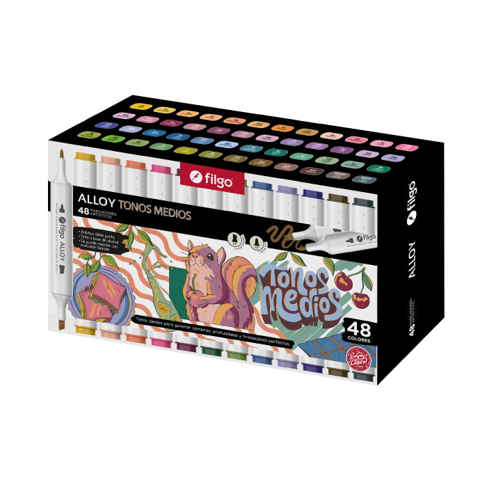 Marcadores Alloy Tonos Medios Estuche x48 Filgo
