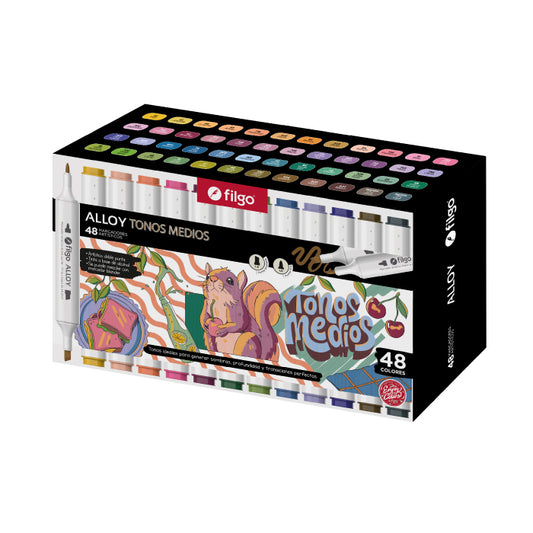 Marcadores Alloy Tonos Medios Estuche x48 Filgo