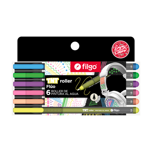 Bolígrafo TNT Roller Fluo Filgo x6 colores fluorescentes escritura suave