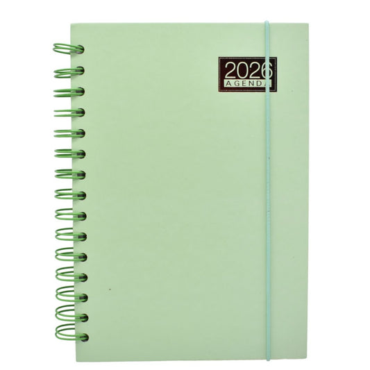 Agenda Pastel Verde 2026 – Día por hoja, notas y calendarios