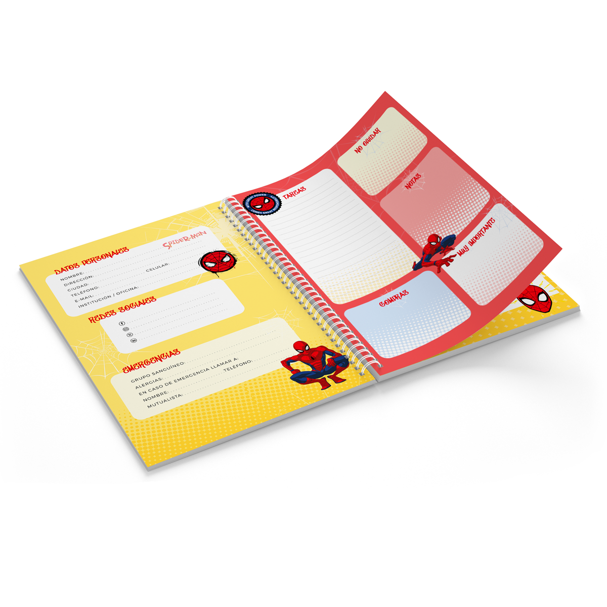 Cuaderno Spiderman Super tapa dura Amarillo - Cuaderno