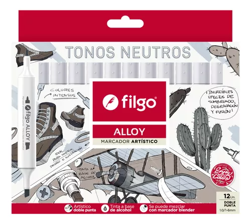 Marcadores Alloy Tonos Neutoros x12 Filgo