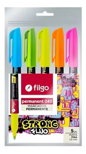 Marcadores Finos Fluo 040 Permanente x5 Filgo