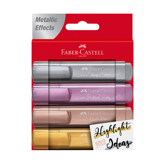 Resaltadores Metalizados Faber Castell - Dorado Cobre Plata y Lila